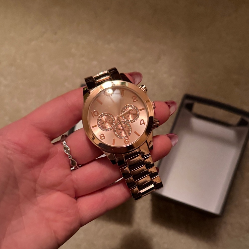 Rose Gold Watch with Crystal Accents